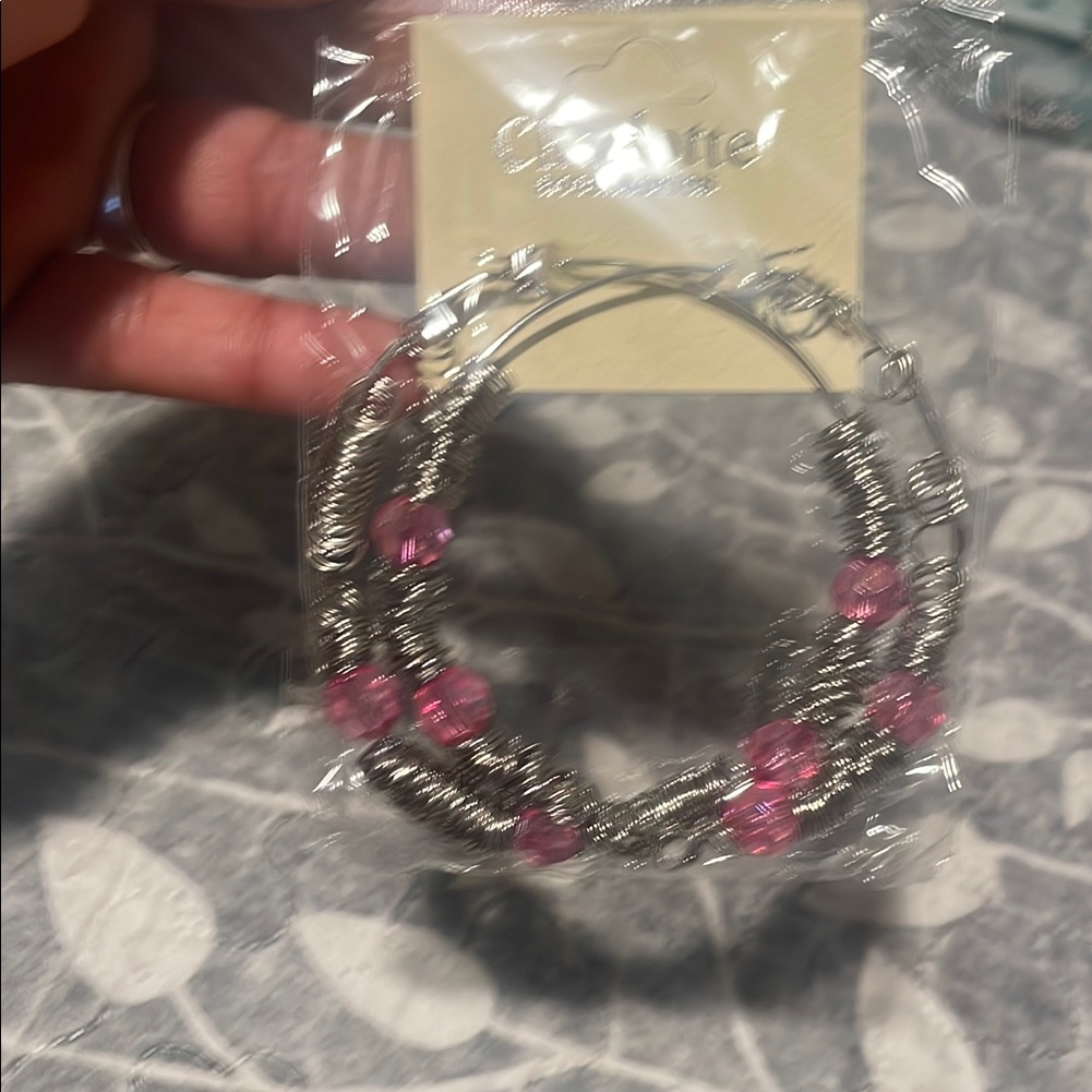 Charlotte Russe Silver And Pink Beaded Bracelet 12$